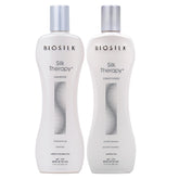 BioSilk Silk Therapy Shampoing: bouteille élégante, nettoyage en douceur et brillance naturelle.