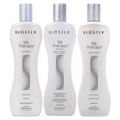 BioSilk Silk Therapy Shampoo : bouteille, nettoyage en douceur et brillance pour tous types de cheveux.