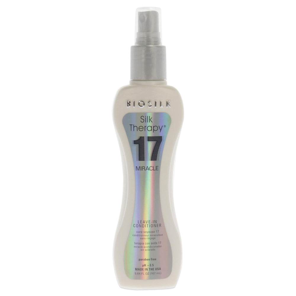 BioSilk Silk Therapy 17, bouteille de soin sans rinçage pour cheveux lisses et brillants.