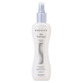 BioSilk Silk Therapy sur la bouteille, protection thermique pour cheveux.
