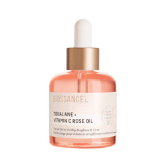 BIOSSANCE Squalane + Vitamine C Rose – bouteille lumineuse pour un éclat immédiat.