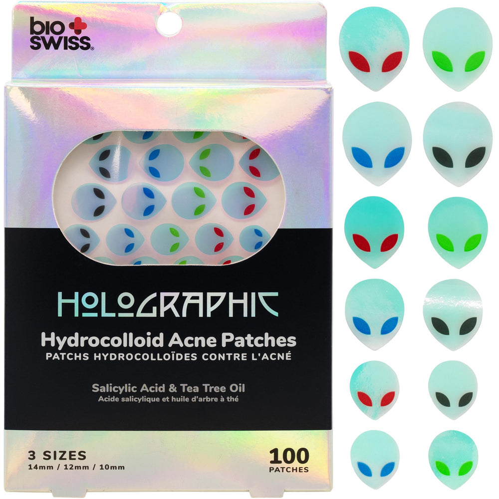 Patch BioSwiss acné holographique extraterrestre sur bouton pour peau plus nette