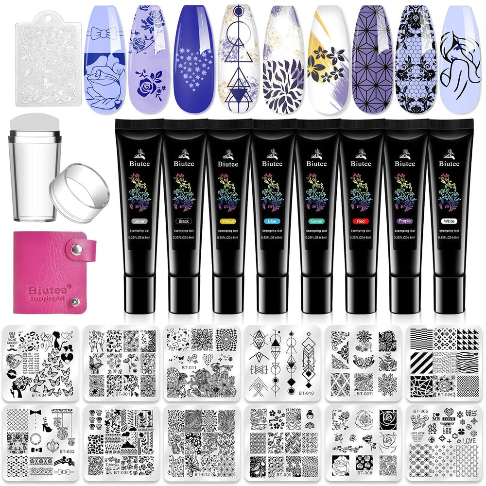 Biutee kit impression ongulaire – 12 plaques variées pour motifs nets