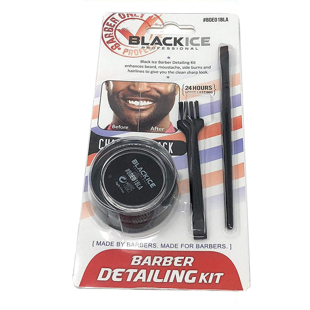 Kit Black Ice Barber Detailing Kit ensemble complet pour barbe et moustache, prêt à l’emploi.