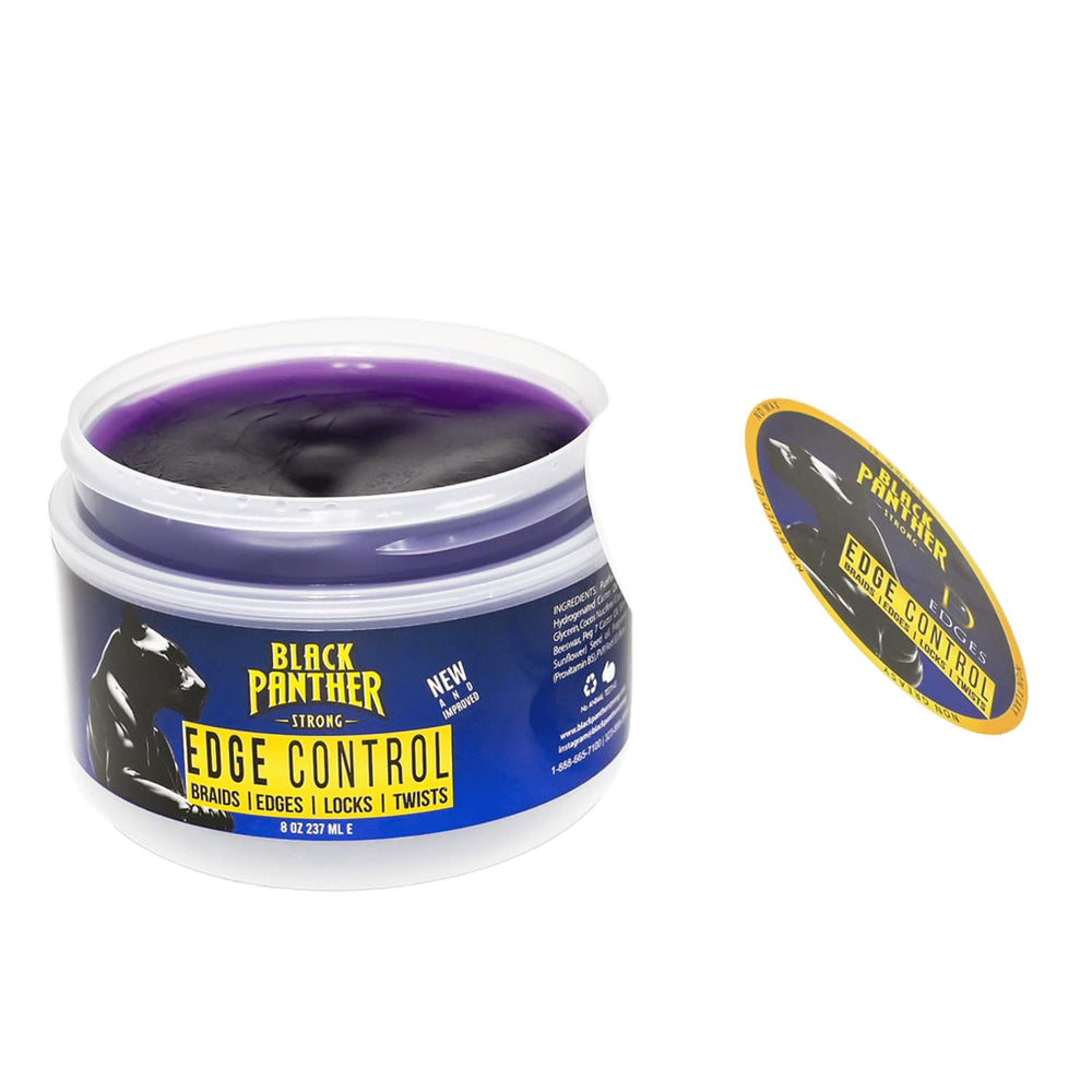 Gel coiffant Black Panther Strong Diamond Edges en bocal, tenue forte et sans flocage.