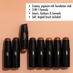 Black Radiance bâton teint couleur parfaite utilisé avec pinceau doux pour estomper.