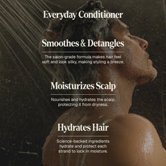 Cheveux après démêlage avec le conditionneur Black Wolf, apparence plus lisse.