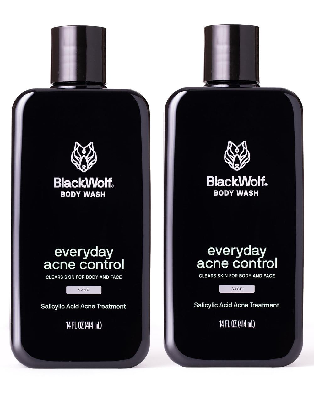 Bouteille Black Wolf montrant le lavage corporel à l acide salicylique pour une purification ciblée.