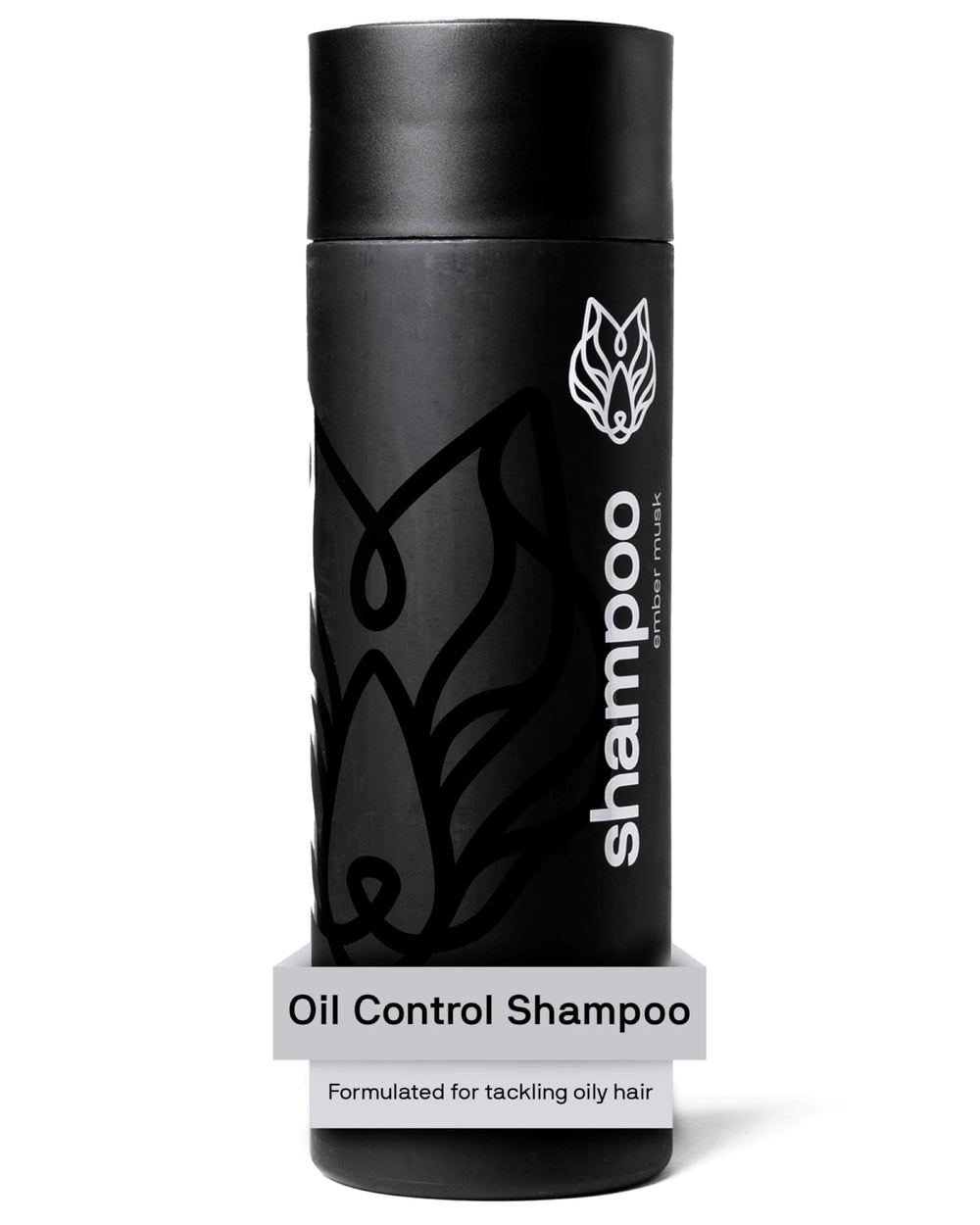 Bouteille Black Wolf Shampoo, charbon infusé, aide à contrôler l'huile et purifier le cuir chevelu.