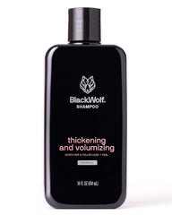 Black Wolf Thickening Shampoo bottle front view for daily volume