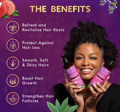 Extraits de sauge et lychee apportant des antioxydants pour revitaliser les cheveux.