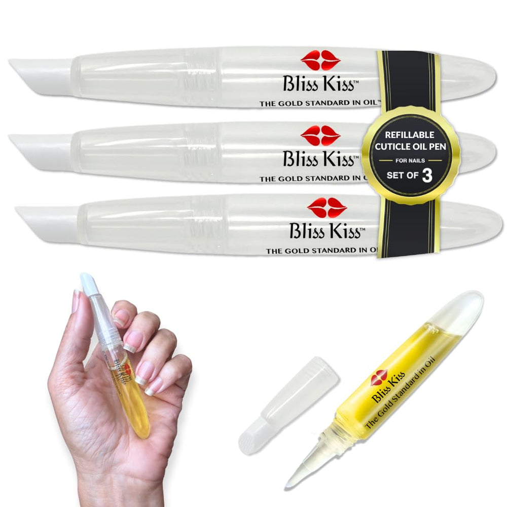 Bliss Kiss stylo huile cuticule remplissable, hydratation précise pour cuticules et ongles.