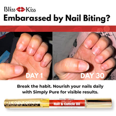 Vitamine E et jojoba Bliss Kiss, formule nourrissante pour ongles sains.