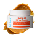 Bliss Pumpkin Powerhouse Mask jar closeup shows radiant skin potential