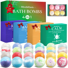 BlissfulOasis ensemble-boules-de-bain-24-pieces, coffret idéal pour une détente à domicile.