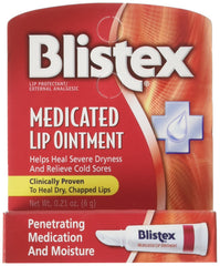 Blistex baume médicamenteux emballage visible pour hydrater les lèvres.