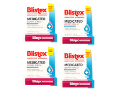 Blistex Medicated Berry Balm emballage clair, hydratation prête à l'emploi.