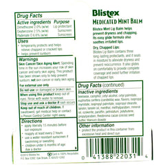 Blistex medicated mint balm SPF 15 tube cap view illustrates easy use
