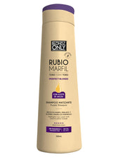 Blondz Only masque-tonifiant-violet-cheveux: neutralise les tons jaunes pour un blond plus lumineux.