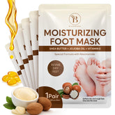 Masque-pieds BLOOMORA dans emballage, hydratation en profondeur promise.