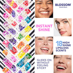 Blossom Lip Gloss, fleurs réelles visibles pour un look raffiné