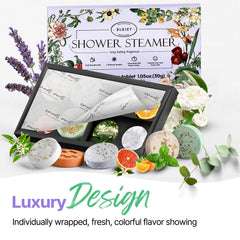 BLRIET sachets aromathérapie douche – sept parfums variés pour relaxation.