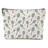 Pochette maquillage Tennis Blue Leaves beige naturel, pratique pour le sac de voyage.