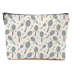 Pochette maquillage Tennis Blue Leaves beige naturel, pratique pour le sac de voyage.