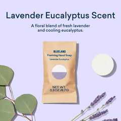 BLUELAND savon moussant parfum lavande eucalyptus pour usage quotidien.