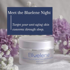 Bluelene Crème Nuit, texture crème lisse, adaptée aux peaux sensibles.