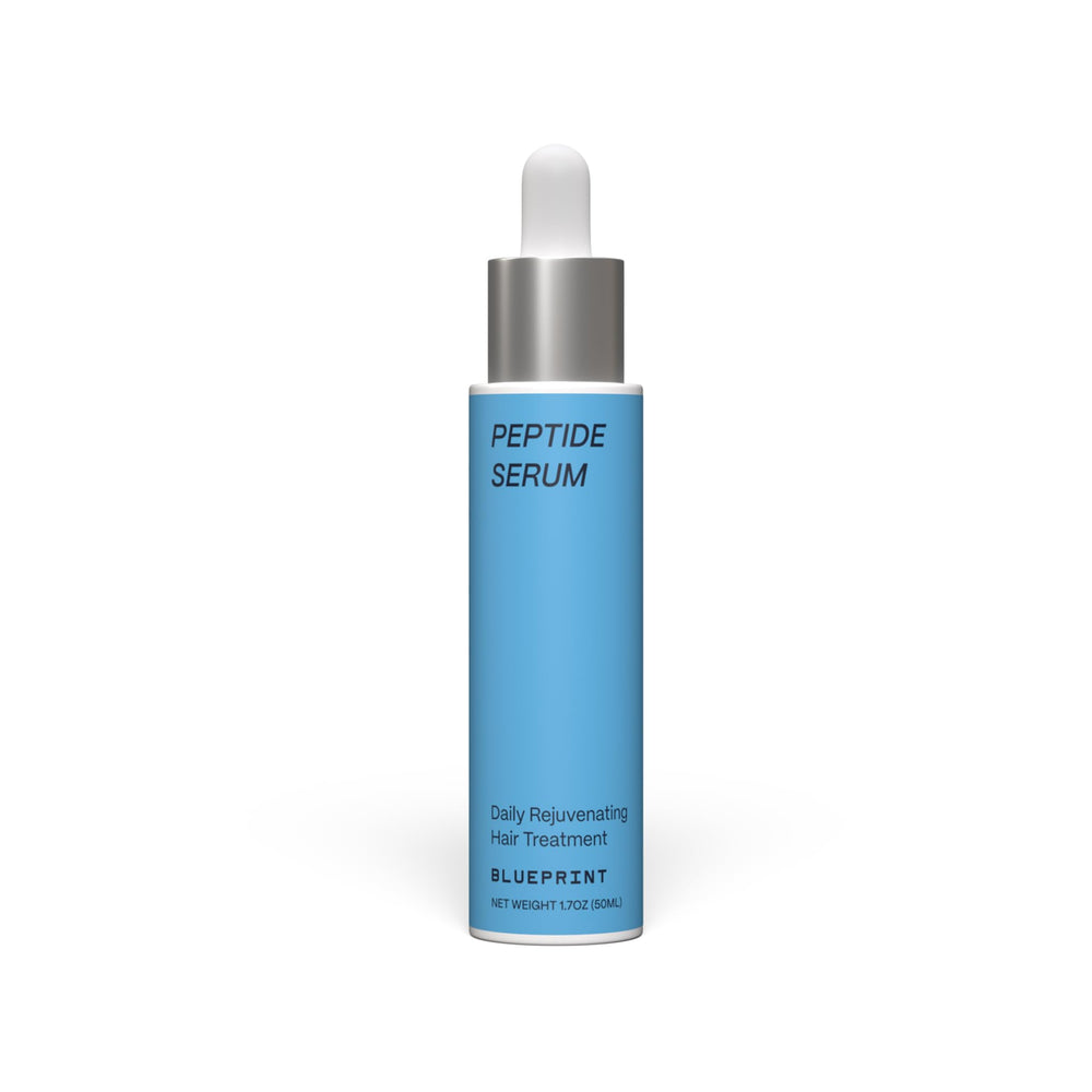 Sérum Blueprint Bryan Johnson en bouteille 50 ml pour densité capillaire potentielle.