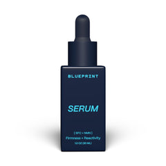 Sérum Blueprint Bryan Johnson, bouteille à absorption rapide pour une peau prête le matin.