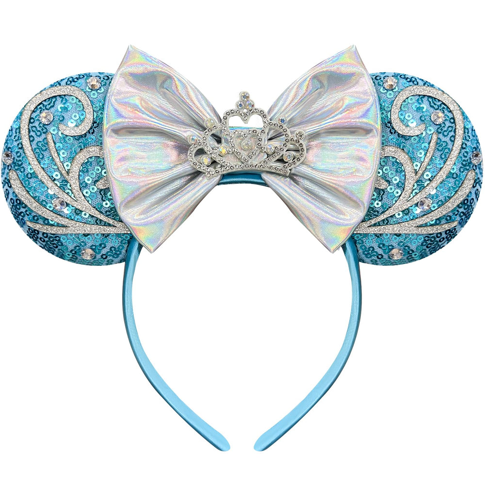 Bmobuo bandeau d'oreilles souris princesse bleu pailleté pour cosplay ou parc