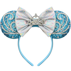 Bmobuo bandeau d'oreilles souris princesse bleu pailleté pour cosplay ou parc