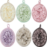 Boao lot de 6 poufs douche maille avec fleur pour exfolier en douceur