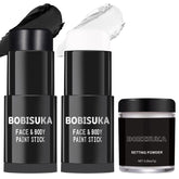 BOBISUKA baton maquillage visage noir et blanc, sans transfert pour des designs créatifs.