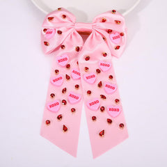 Noeud Boderier coeur rose paillettes brillantes, idéal pour le rendez-vous.