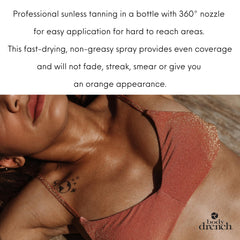 Body Drench teinte bronzante visible sur peau pour un rendu naturel.