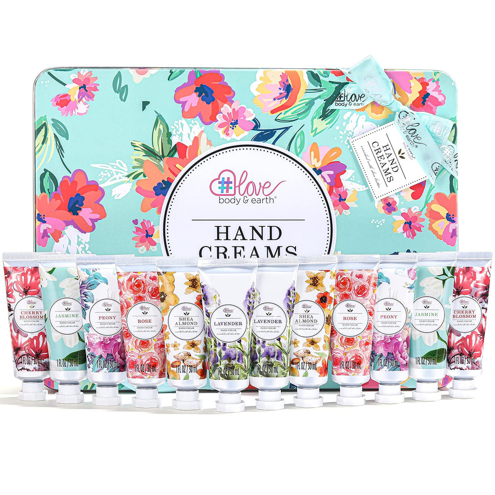 BODY & EARTH ensemble crèmes mains 12 pièces pour soin quotidien pratique.