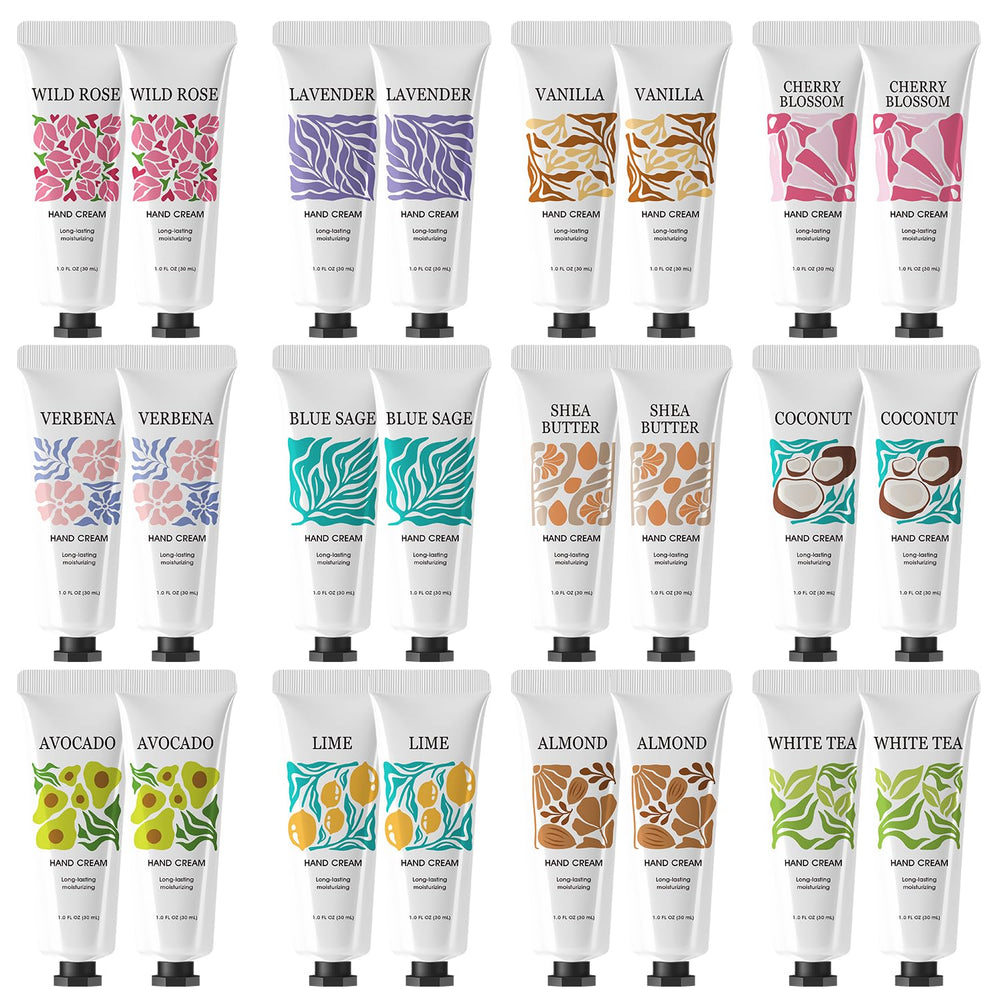 BODY & EARTH LOVE : ensemble 24 crèmes mains pour hydratation durable et pratique.