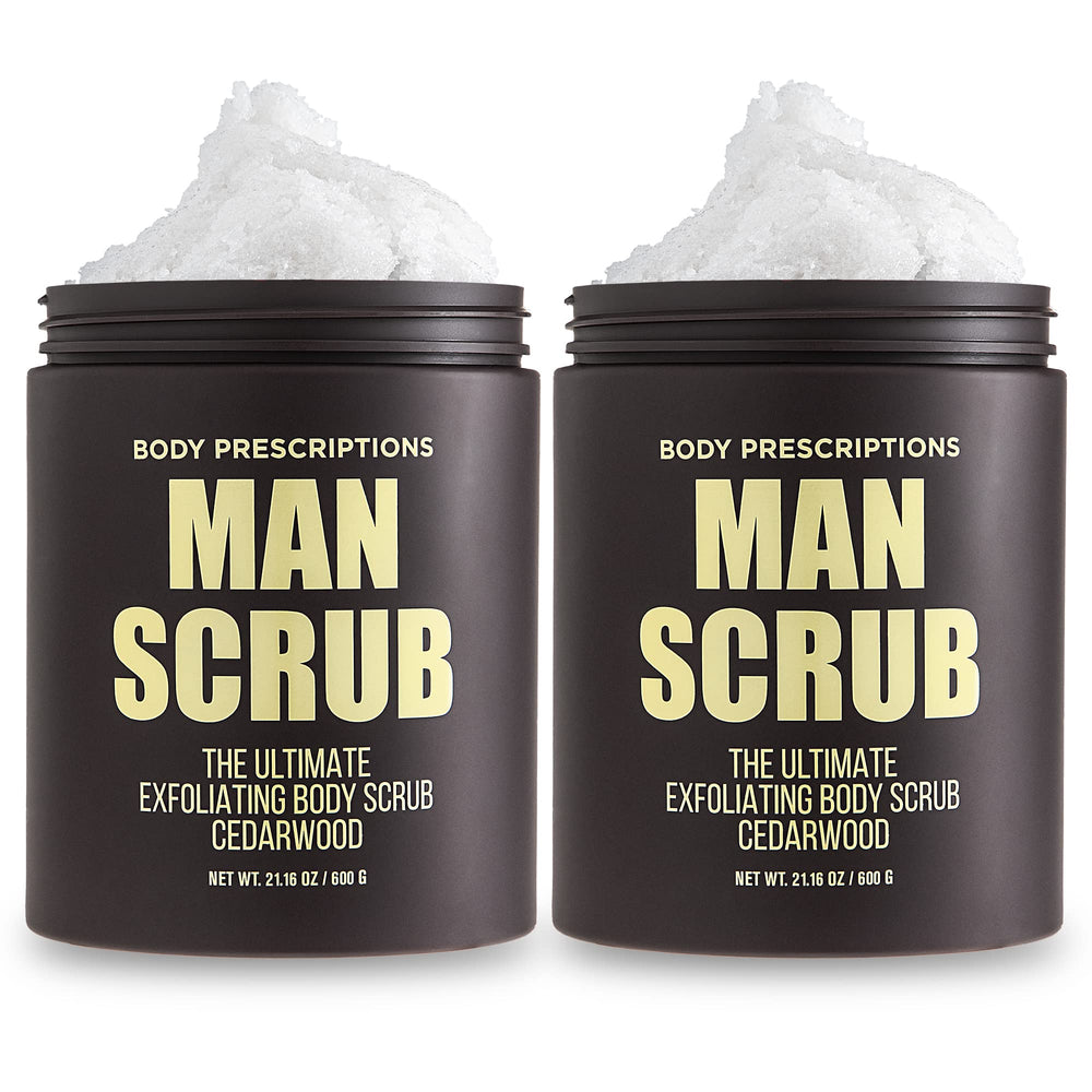 Body Prescriptions gommage corps homme dans un pot, exfoliation en douceur pour la peau.