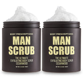 Body Prescriptions gommage corps homme dans un pot, exfoliation en douceur pour la peau.