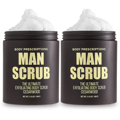 Body Prescriptions gommage corps homme dans un pot, exfoliation en douceur pour la peau.
