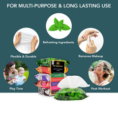 Close-up of Body Prescriptions wipes cleansing the face