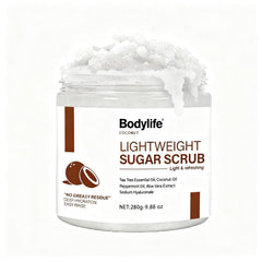 Bodylife gommage sucre coco corps – emballage pratique pour un soin sensoriel.