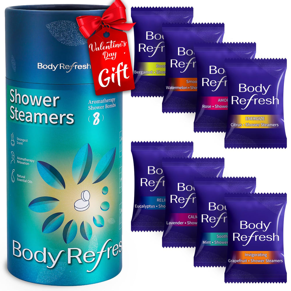 BodyRefresh bombes douche emballage 8-pack, cadeau pratique et élégant.