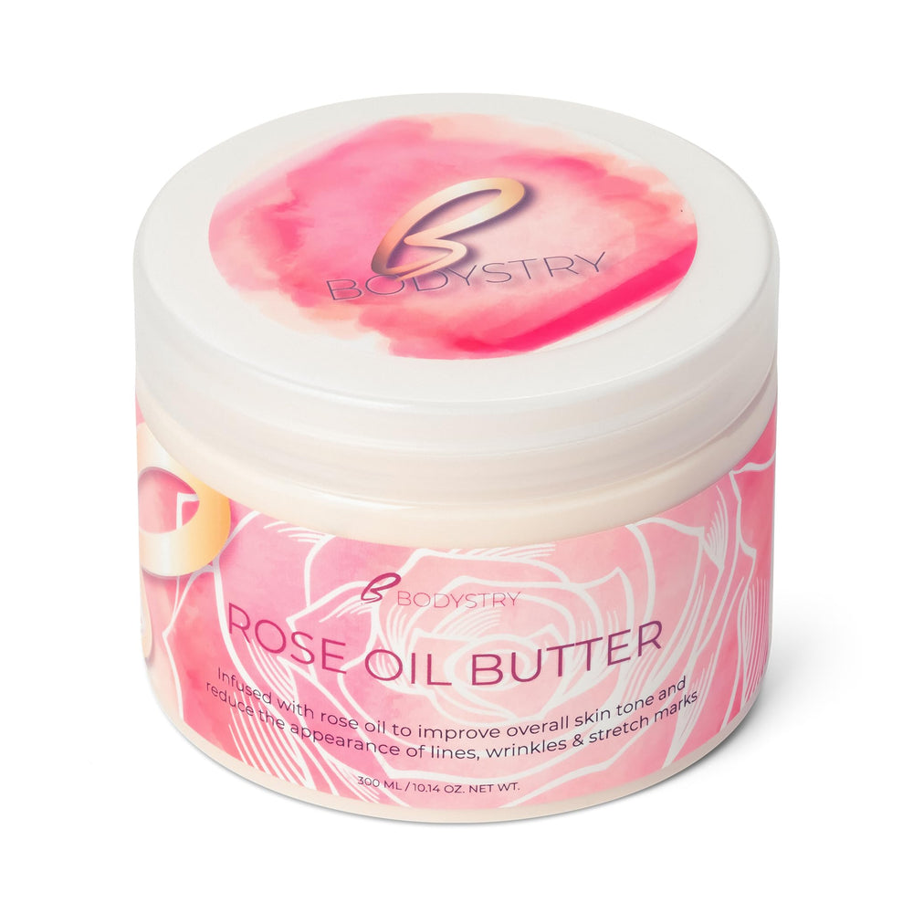 Bodystry Rose Oil Butter dans le pot – hydratation riche pour peau nourrie.