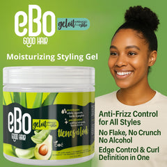 BOÉ COSMETICS EBO GelOil tames edges for smooth, frizz-free styles.