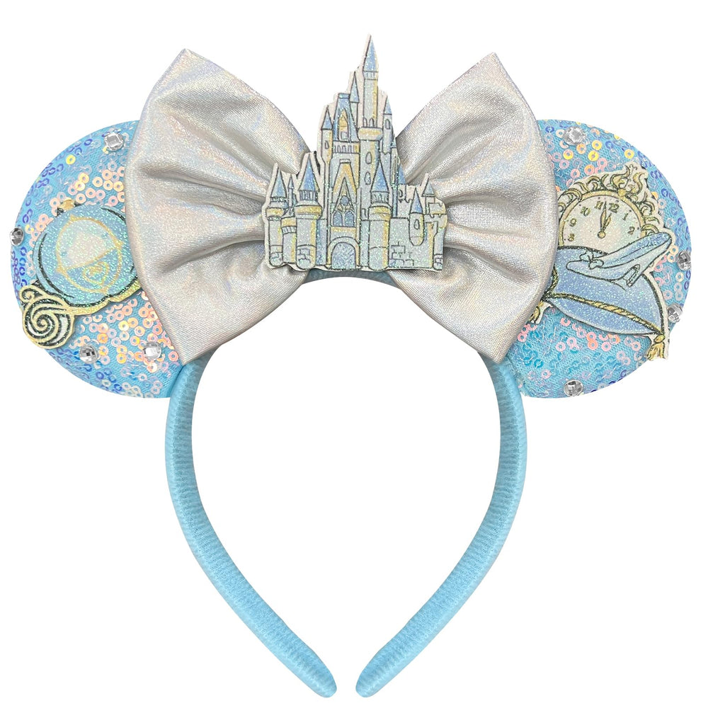 Bolonar bandeau oreilles-souris sequin bleu, idéal pour photos festives et confort durable.