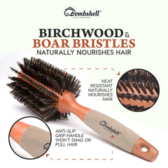 Bombshell brosse ronde démêle les cheveux sans tiraillement et masse le cuir chevelu.
